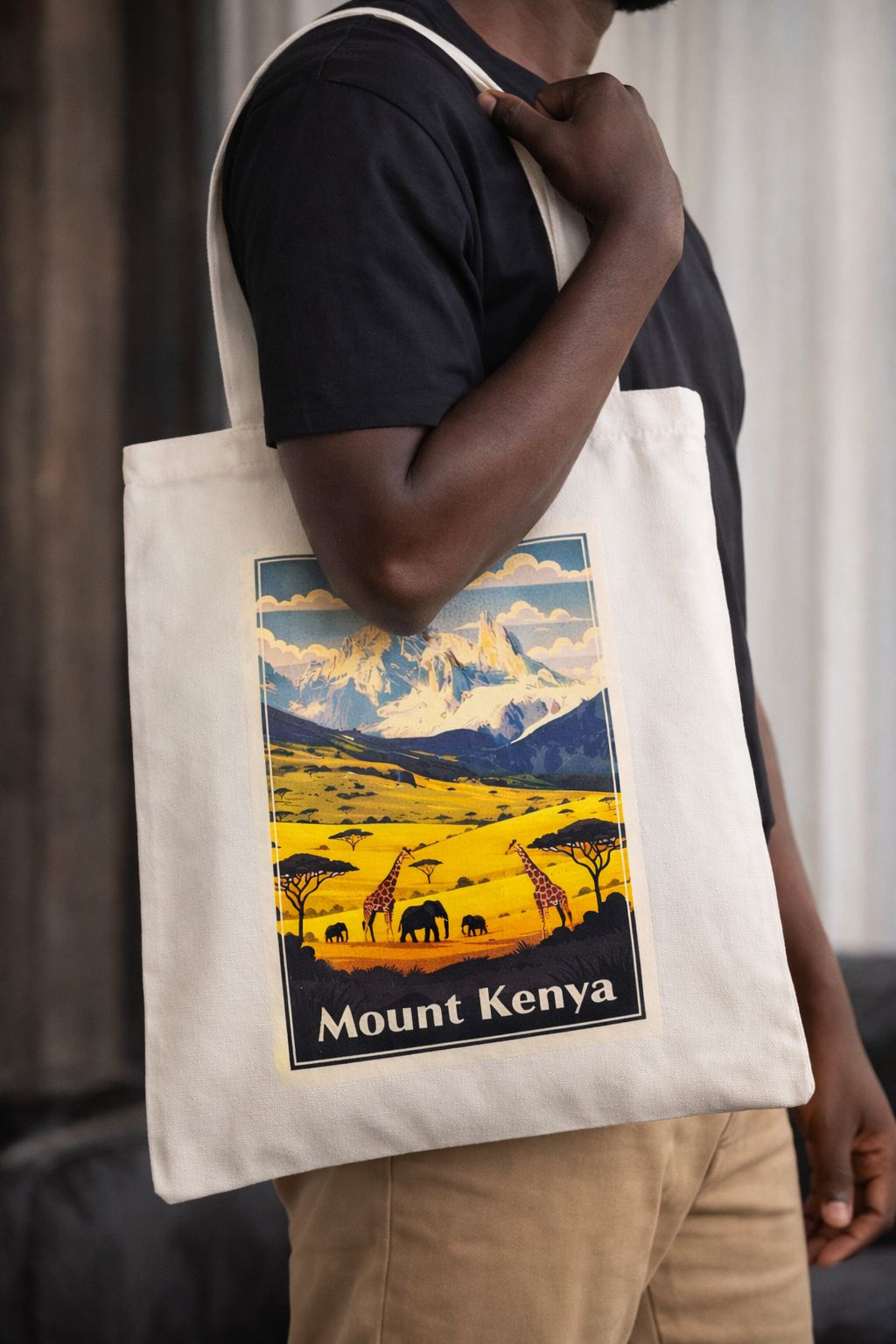 Urban Vintage Simple Shoulder Tote Bag- Kenya Design Cotton Canvas Tote Bag for Men & Women- Students Tote Bag- Work Carrier Bag- Class Tote Bags- Handbags Shoulder Tote Sling Bags Trending Fashion