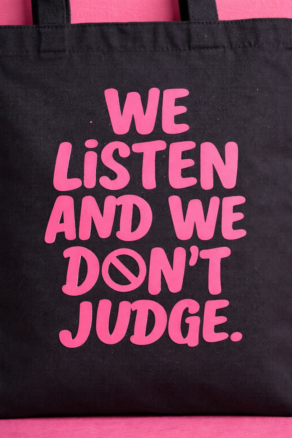 Black Cotton Canvas Tote Bag with Bold Pink Statement Print- Durable Eco-Friendly Shoulder Bag, Reusable Everyday Shopper, Stylish Minimalist Gift Tote for Work, School- niche design and high-end feel