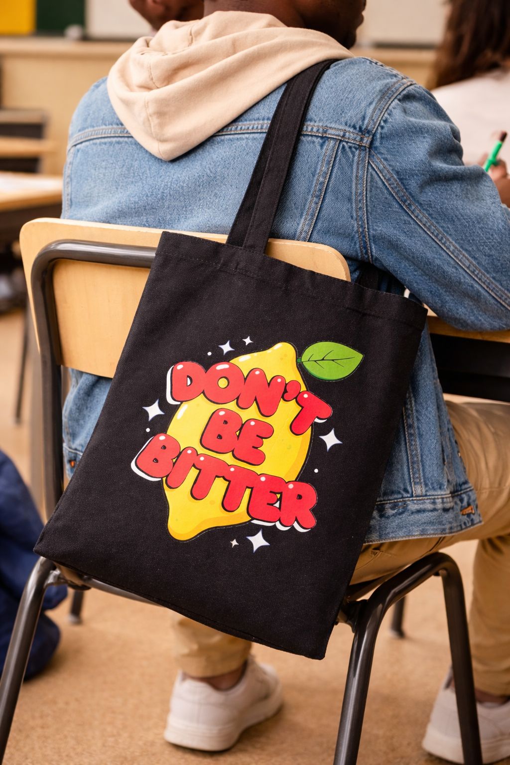 Creative Birthday Gift for Men & Women- Black School Campus Tote Bag- Cotton Canvas Shoulder Bag- Crossbody Bag Durable Material Comfortable Material Fashion- New Casual Bag Commuting Multifunctional