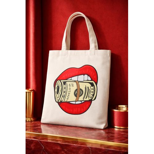 Rich Ladies Shoulder Bag Cross-body bag- Large Beige Purse Handag- Women Stylish Tote Bag- Cotton Canvas Bag- designed Lipstick Set Velvet Lip Stick Non-stick Lip Gloss Moisturize Long Lasting Print.