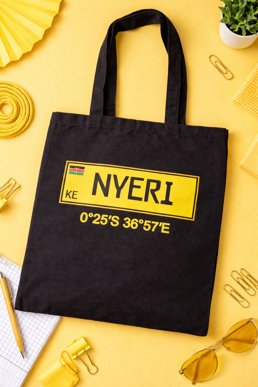 Kenyan Souvenir black Tote Bag with Nyeri City Name, Pride patriotic Gift Idea, Durable Canvas Shopper Bag, Eco Friendly Reusable Tote, Travel Keepsake, Cultural Gift, Minimalist Everyday Carryall Bag