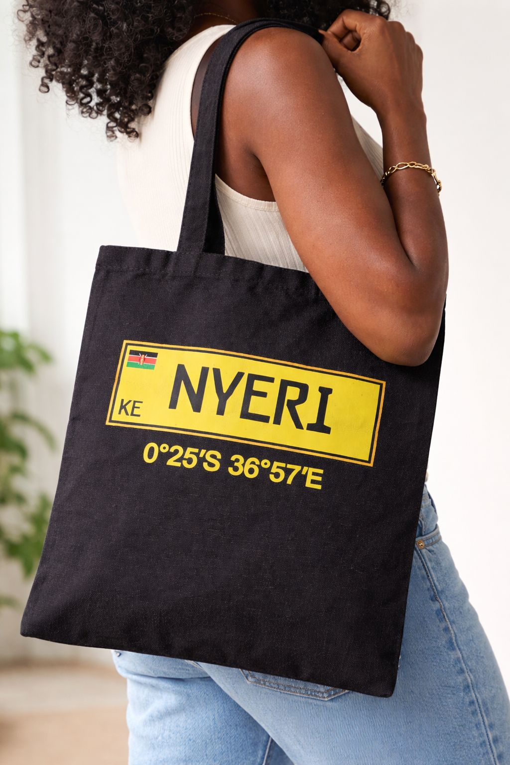 Kenyan Souvenir black Tote Bag with Nyeri City Name, Pride patriotic Gift Idea, Durable Canvas Shopper Bag, Eco Friendly Reusable Tote, Travel Keepsake, Cultural Gift, Minimalist Everyday Carryall Bag