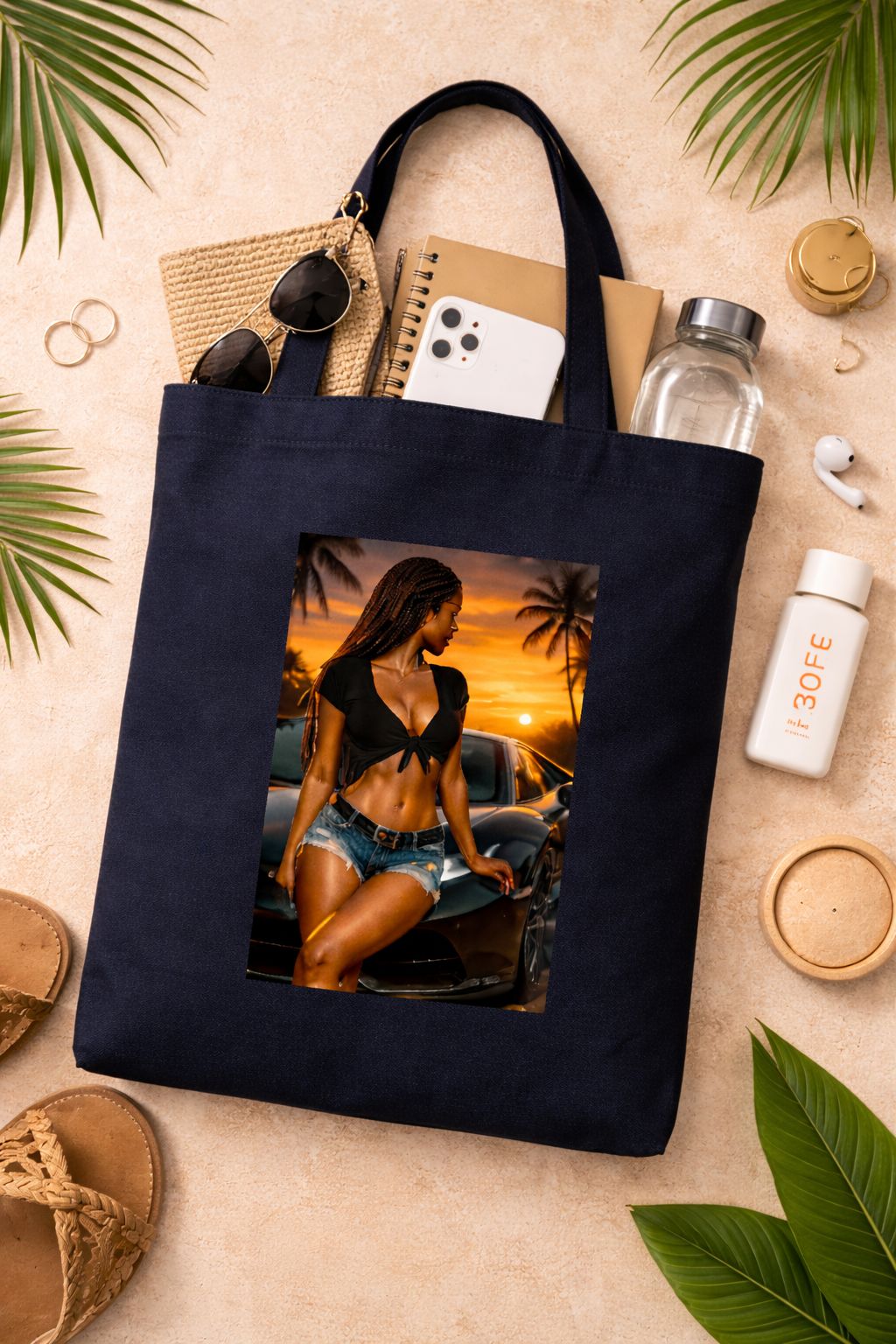 Black Casual Cotton Canvas Tote Bag for Men & Women- Hot girl medium Shoulder Shopper Bag, Everyday Carryall Handbag, Crossbody Travel & Gift Tote- beautiful unique birthday gift idea for best friend.