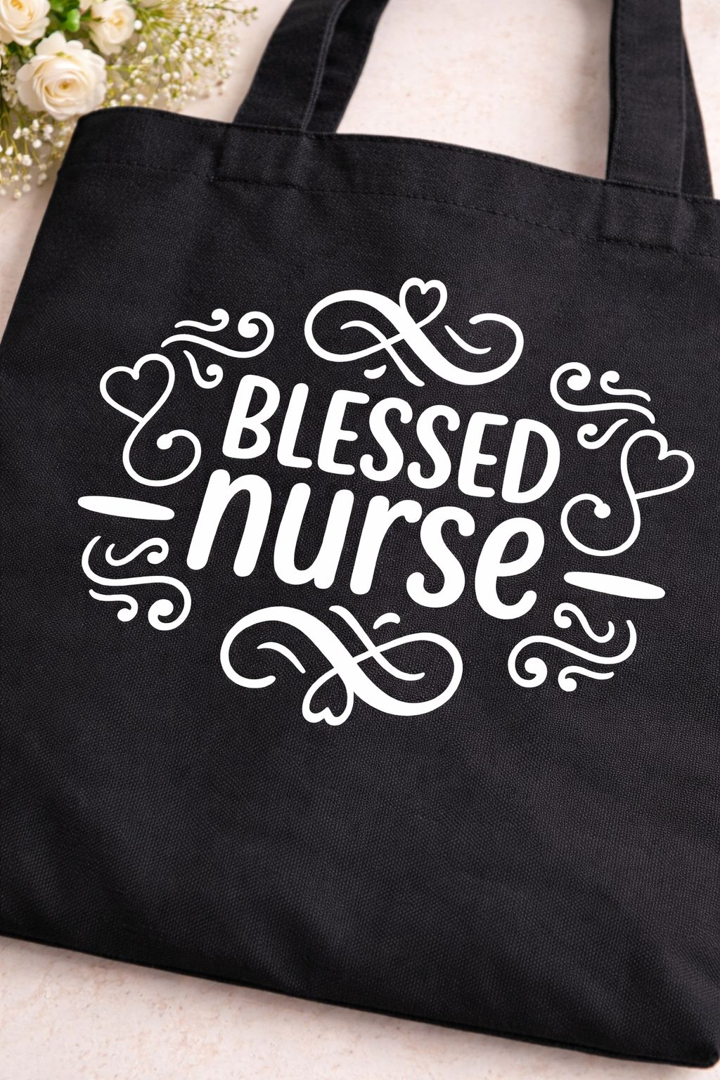 Blessed Nurse Tote Bag, Black Work Tote for Women, Large Capacity Hobo Style Shoulder Bag, Minimalist Shopper Alternative, Medical Professional Gift, Healthcare Hero Apparel, Nursing School handbag.