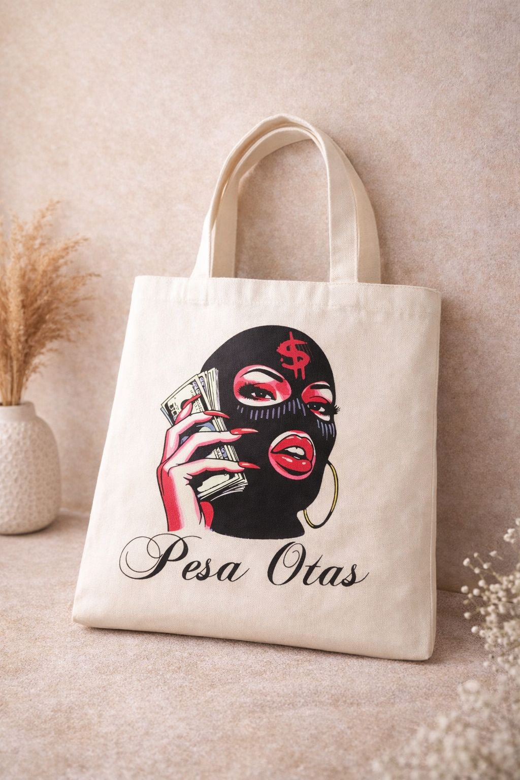 Canvas Tote Bag- Everyday Carry Handbag- Reusable Shopping Stylish Bag- Work School Bag- Motivational Hustle Print Design, Entrepreneur Gift, Productivity Gear, Success Mindset, Career Woman Apparel.