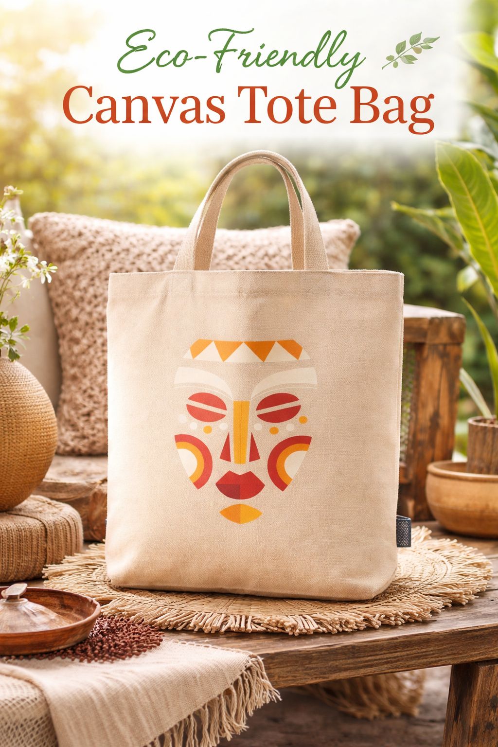 African Print Tote Bag, Ankara Pattern Canvas Shopper- Beige, Wax Print Aesthetic, Kente Inspired Art, Heritage Carryall, Modern Ethic Style, Afrocentric Accessory, Global Nomad Gear, Vibrant Cultural