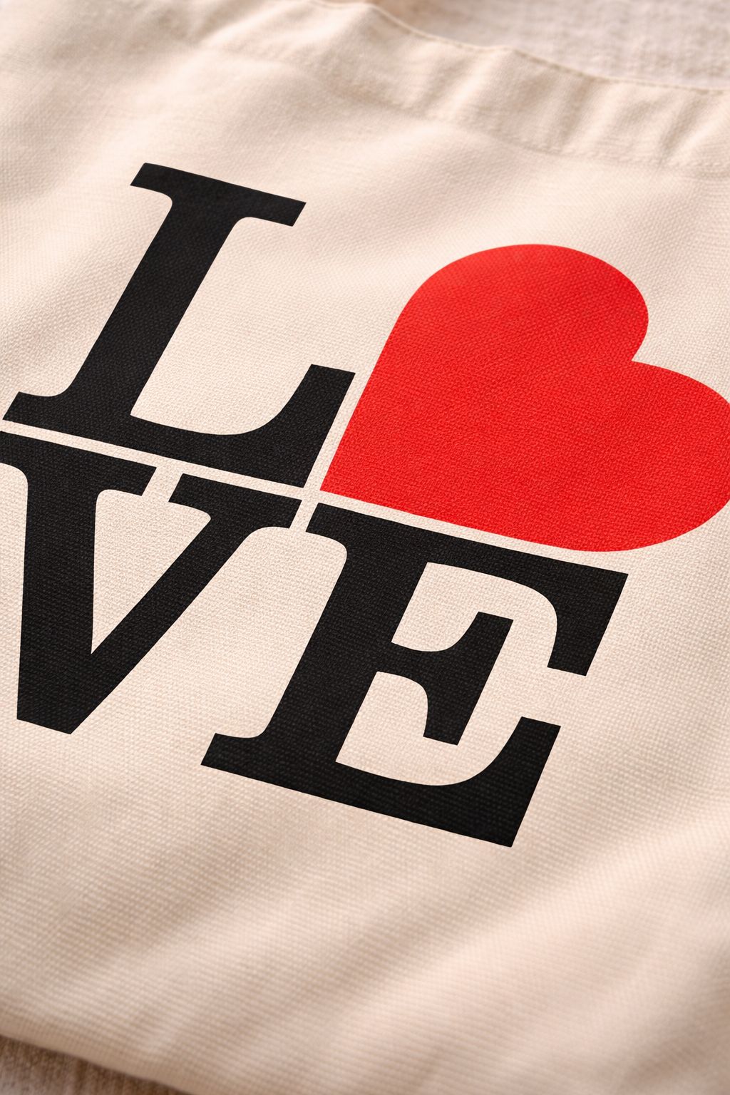 Love Cotton Canvas Tote Bag- Reusable Everyday Carry Bag- Durable Shopping, Work & School Handbag for Daily Use, Romantic Aesthetic, Valentine's Day Gift, Heart Graphic Apparel, Minimalist accesory.