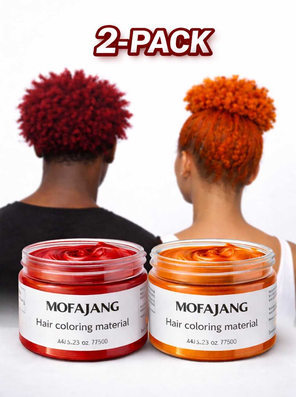 Mofajang 2-Pack Red and Orange Temporary Hair Colors- Ginger Hair Dye & Red Hair Color Wax- Instant Washable Hair Color No Hair Damage- Washable hair color- Hair dye for black hair- Self Application.