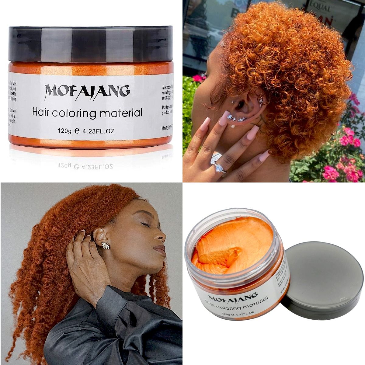 Mofajang 2-Pack Red and Orange Temporary Hair Colors- Ginger Hair Dye & Red Hair Color Wax- Instant Washable Hair Color No Hair Damage- Washable hair color- Hair dye for black hair- Self Application.