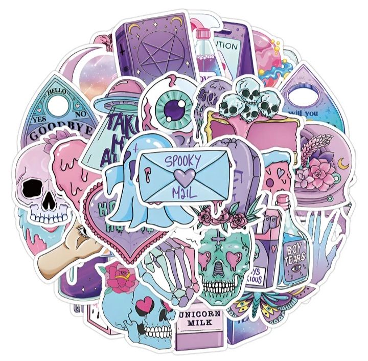 50 pieces Cool phone, laptop and fridge stickers. waterproof glossy deigns.