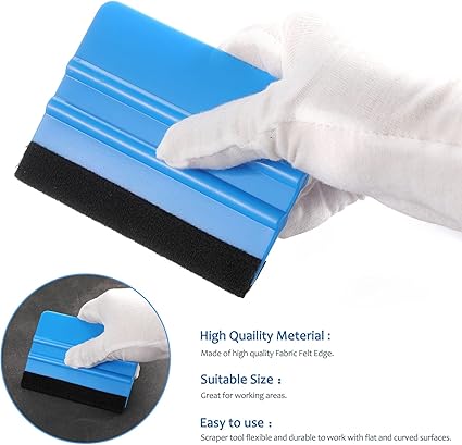 5 pcs Vinyl Squeegee 4 Inch Car Vinyl Scraper Decal Applicator Window Tint Wallpaper Smoothing Tool with Black Fabric Felt Edge