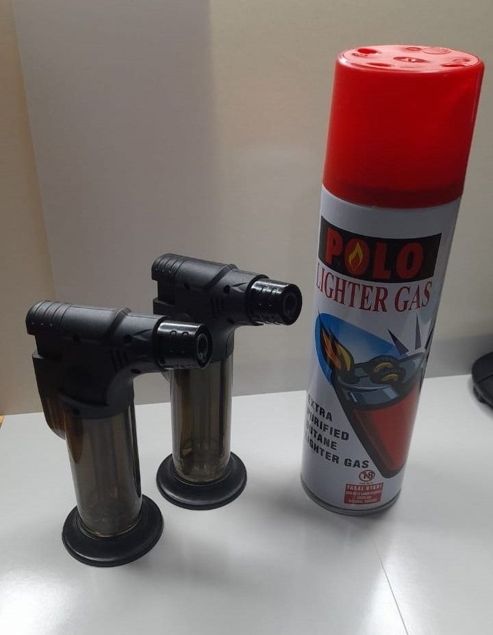 Plastic Windproof Blow Torch Jet Flame Gas Lighter Refillable With 270mlsl Gas Refill Bottle