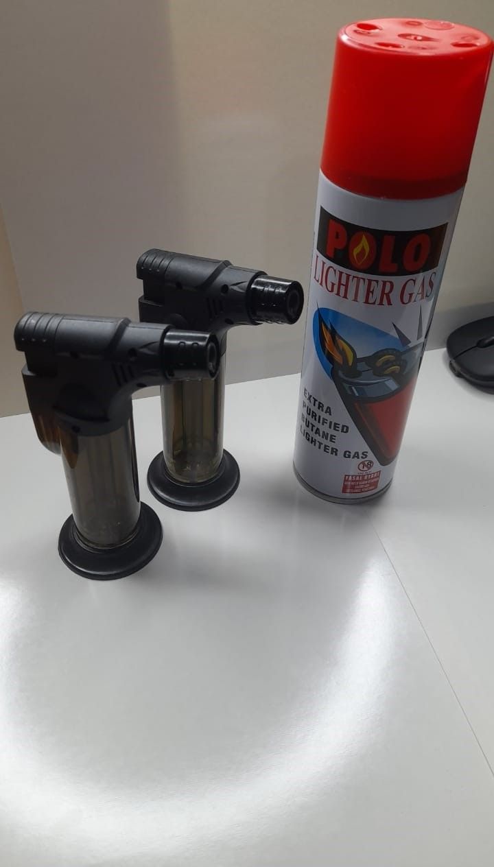 Plastic Windproof Blow Torch Jet Flame Gas Lighter Refillable With 270mlsl Gas Refill Bottle