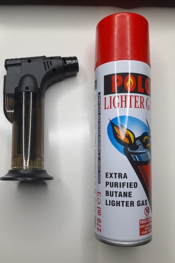 Plastic Windproof Blow Torch Jet Flame Gas Lighter Refillable With 270mlsl Gas Refill Bottle