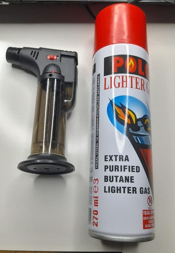 Plastic Windproof Blow Torch Jet Flame Gas Lighter Refillable With 270mlsl Gas Refill Bottle