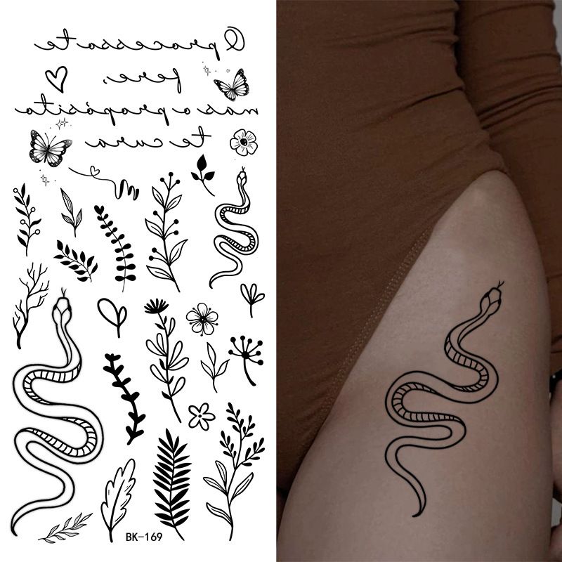 Black Doodle Flash Sheet Temporary Tattoos, Mini Flash Art. Festival Temporary Tattoo Stickers