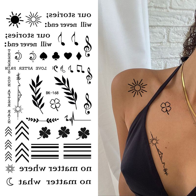 Black Doodle Flash Sheet Temporary Tattoos, Mini Flash Art. Festival Temporary Tattoo Stickers