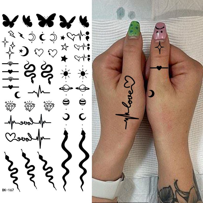 Black Doodle Flash Sheet Temporary Tattoos, Mini Flash Art. Festival Temporary Tattoo Stickers