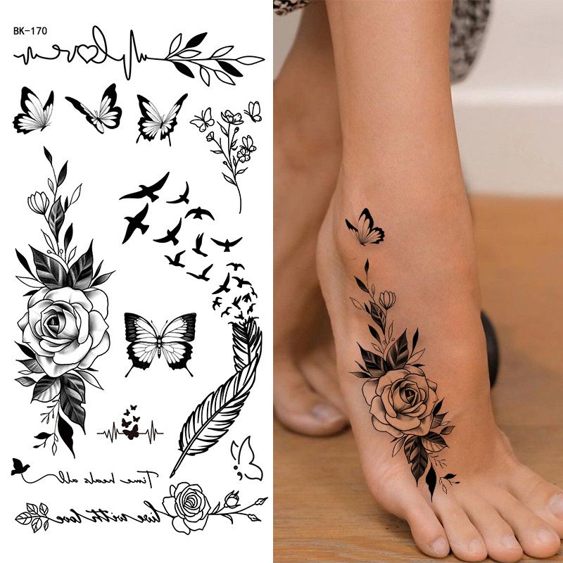 Black Doodle Flash Sheet Temporary Tattoos, Mini Flash Art. Festival Temporary Tattoo Stickers