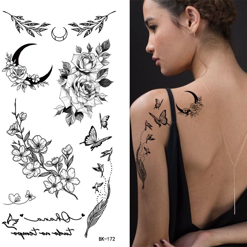 Black Doodle Flash Sheet Temporary Tattoos, Mini Flash Art. Festival Temporary Tattoo Stickers