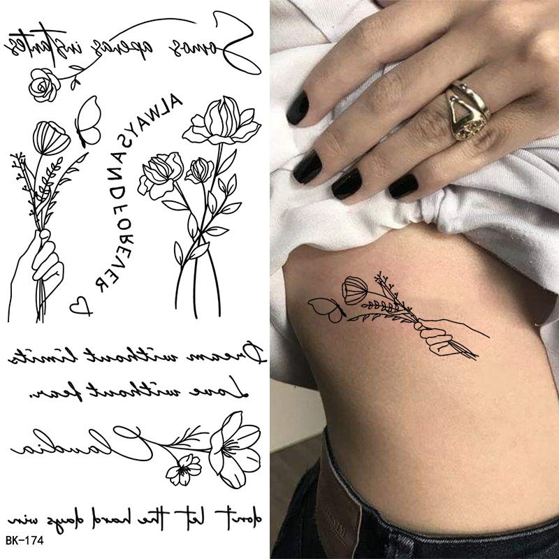 Black Doodle Flash Sheet Temporary Tattoos, Mini Flash Art. Festival Temporary Tattoo Stickers