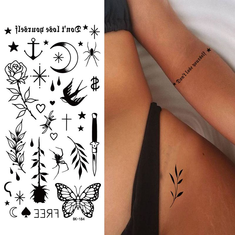 Black Doodle Flash Sheet Temporary Tattoos, Mini Flash Art. Festival Temporary Tattoo Stickers