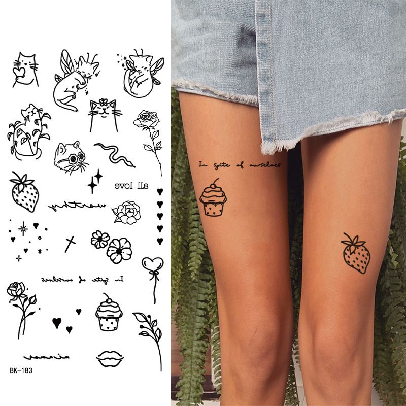 Black Doodle Flash Sheet Temporary Tattoos, Mini Flash Art. Festival Temporary Tattoo Stickers