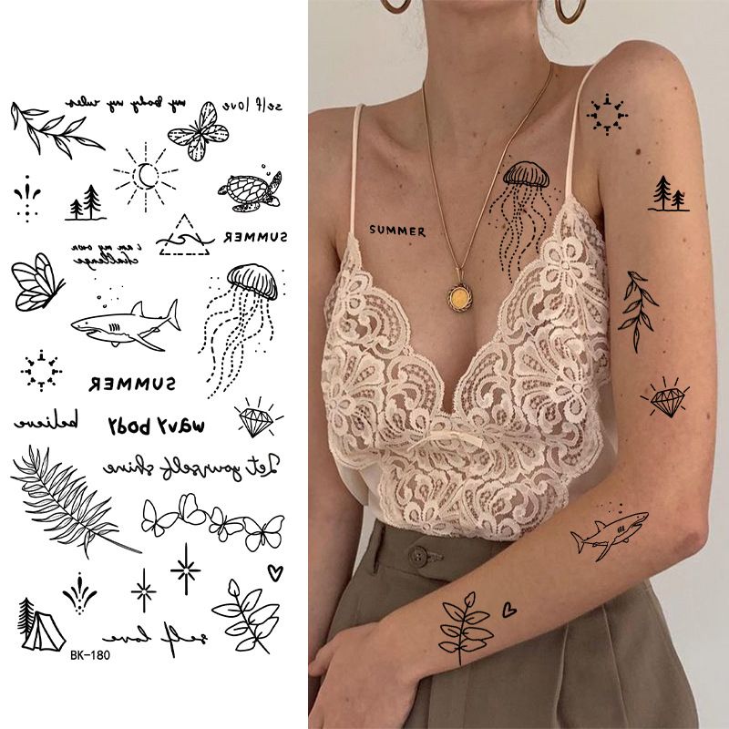 Black Doodle Flash Sheet Temporary Tattoos, Mini Flash Art. Festival Temporary Tattoo Stickers