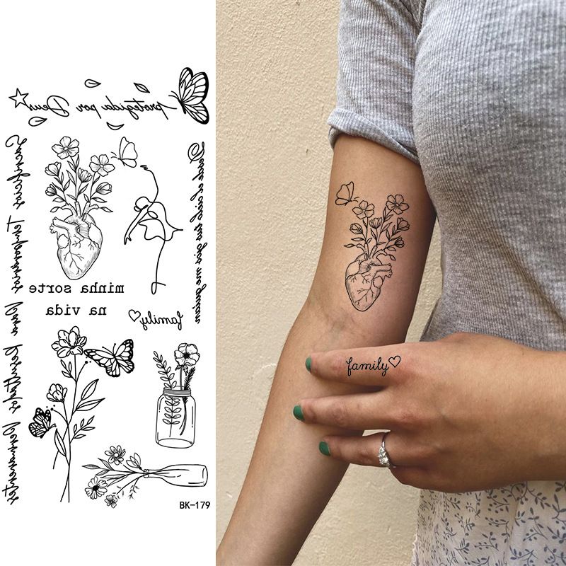 Black Doodle Flash Sheet Temporary Tattoos, Mini Flash Art. Festival Temporary Tattoo Stickers