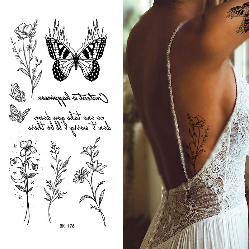 Black Doodle Flash Sheet Temporary Tattoos, Mini Flash Art. Festival Temporary Tattoo Stickers