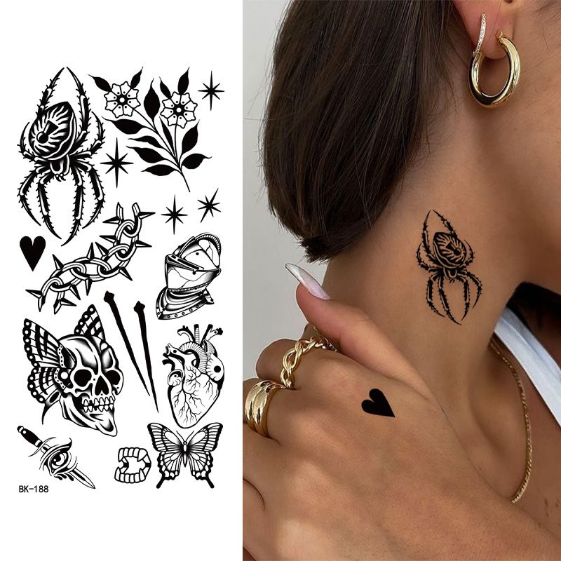 Black Doodle Flash Sheet Temporary Tattoos, Mini Flash Art. Festival Temporary Tattoo Stickers