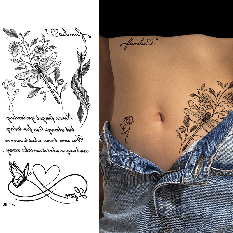 Black Doodle Flash Sheet Temporary Tattoos, Mini Flash Art. Festival Temporary Tattoo Stickers