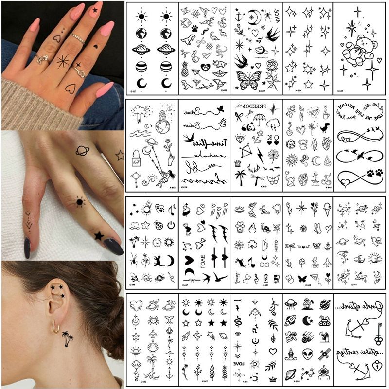 10 Sets temporary tattoo sets. Small tattoo designs perfect for all body skin types. Premium Realistic Temporary Tattoos