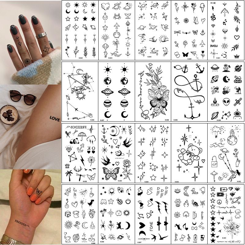 10 Sets temporary tattoo sets. Small tattoo designs perfect for all body skin types. Premium Realistic Temporary Tattoos