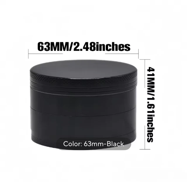 Black 63mm 4 Part Premium Metal Herb Magnetic Grinder Crusher