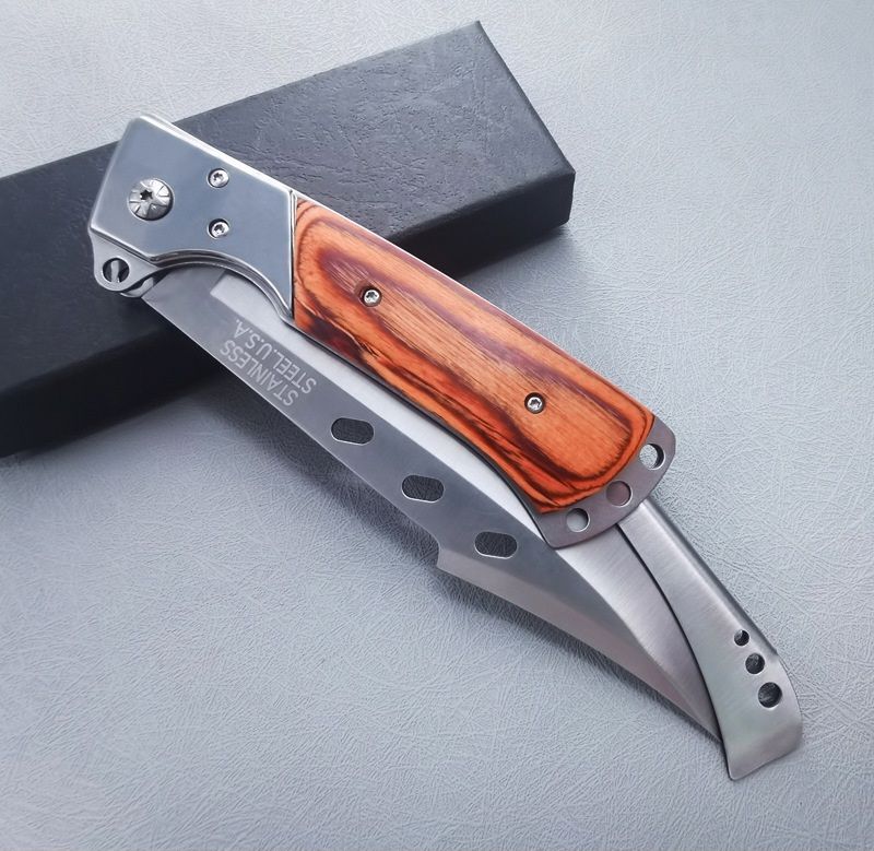 Folding knife for tourism, hunting, and fishing. Tough swiss outdoor knife with a nylon sheath.