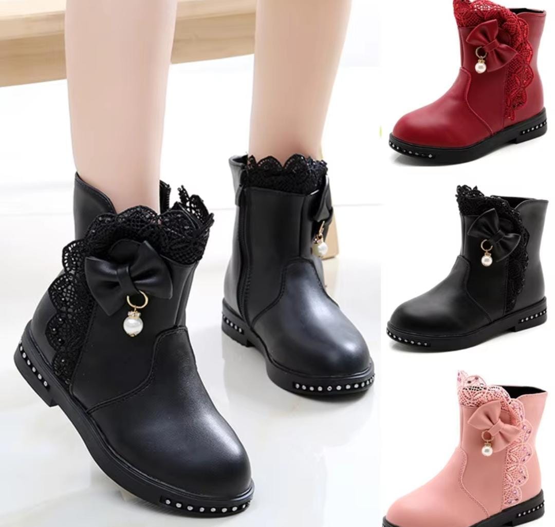 Fancy Kids boots Winter Casual Boots for Girls Rhinestone Flower Fashion Plush Long Boots