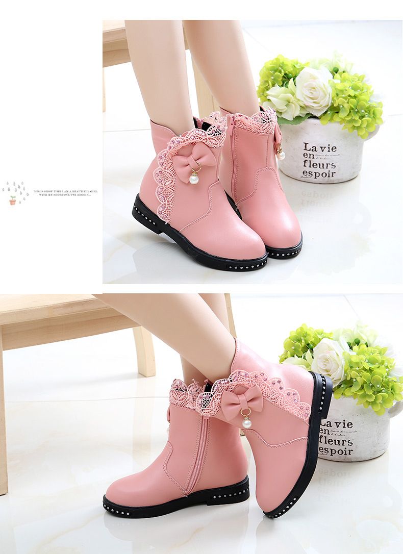 Fancy Kids boots Winter Casual Boots for Girls Rhinestone Flower Fashion Plush Long Boots