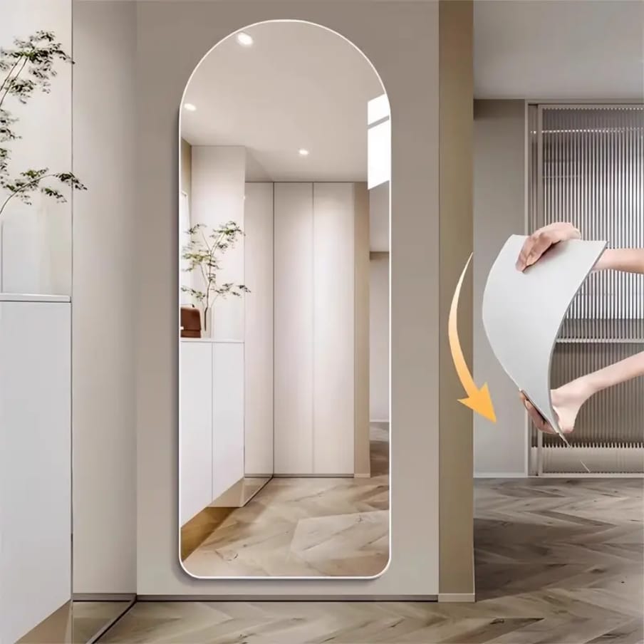 Peel and stick unbreakable mirror