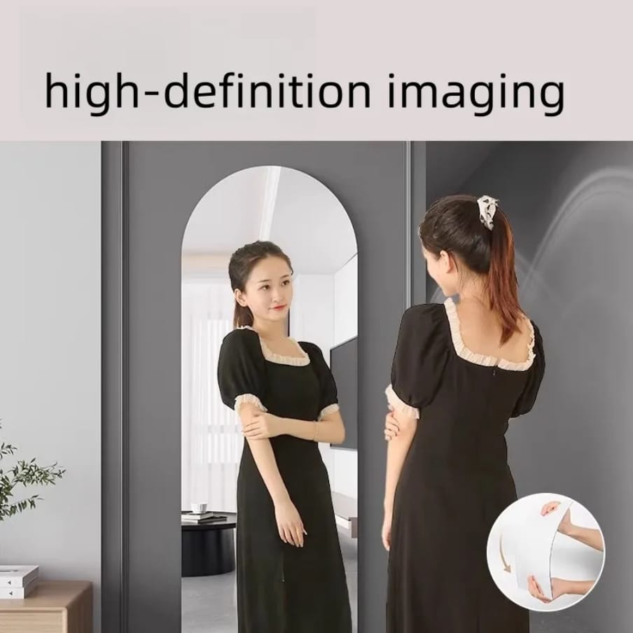 Peel and stick unbreakable mirror