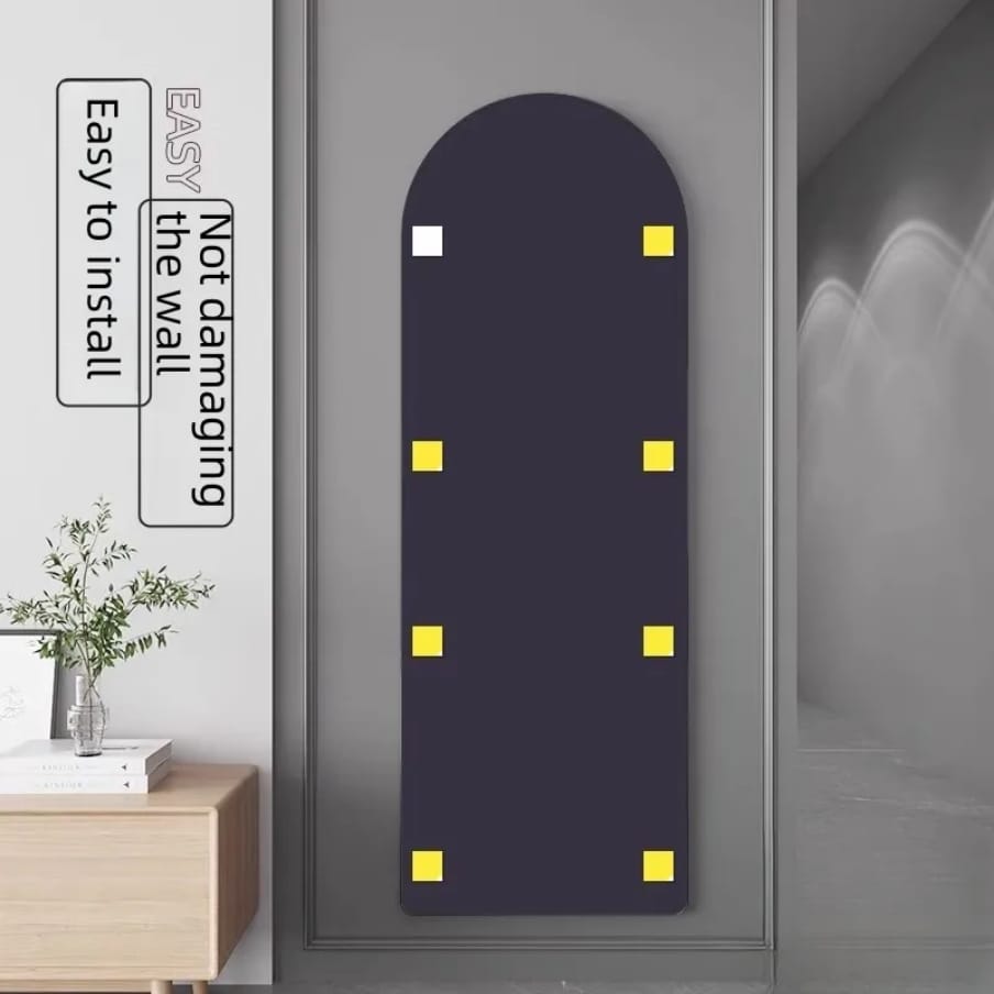 Peel and stick unbreakable mirror