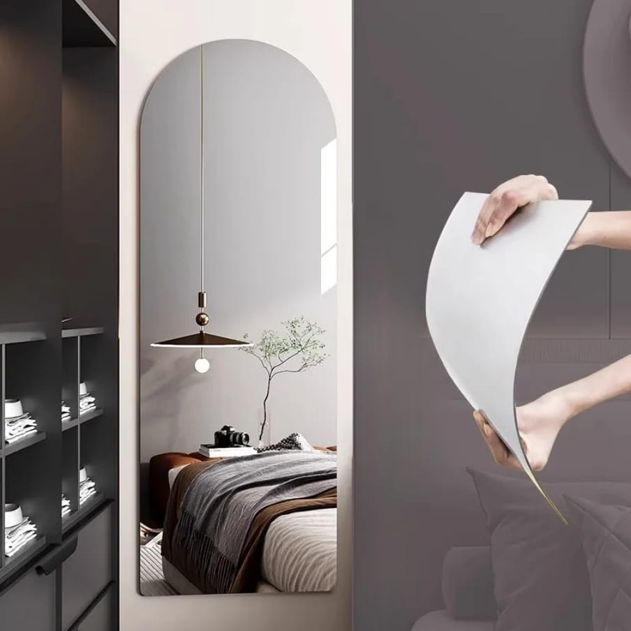Peel and stick unbreakable mirror
