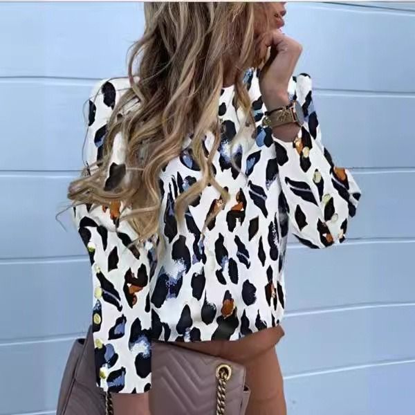2026 Africa explosive autumn and winter long sleeve button pineapple printed shirt for women shirt for women a large number of stock work essential