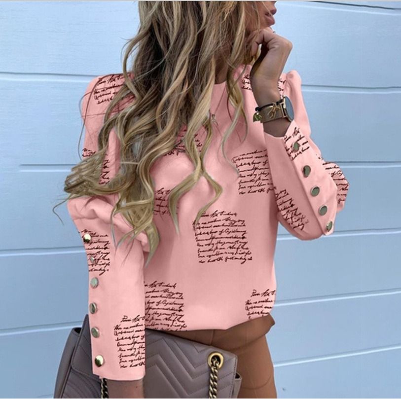 2026 Africa explosive autumn and winter long sleeve button pineapple printed shirt for women shirt for women a large number of stock work essential