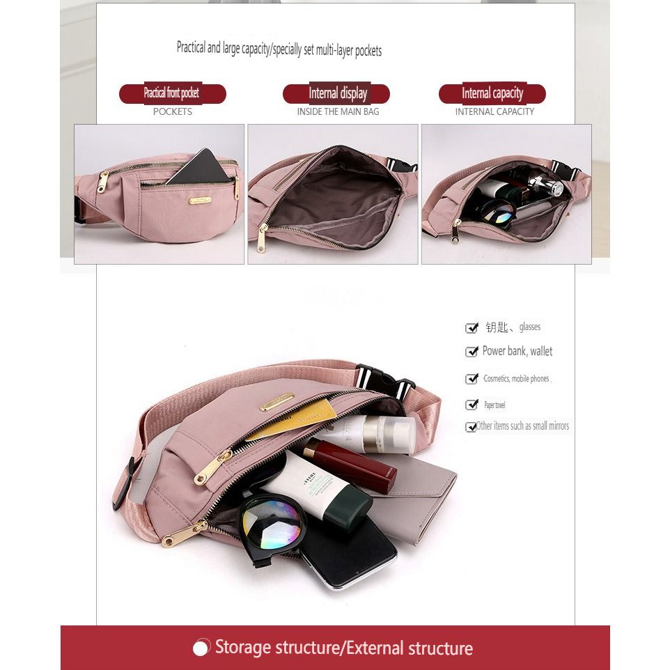 Africa's new style all-in-one Fanny pack women Korean version casual Oxford cloth shoulder bag multi-layer change mobile phone crossbody bag travel essential office hand one