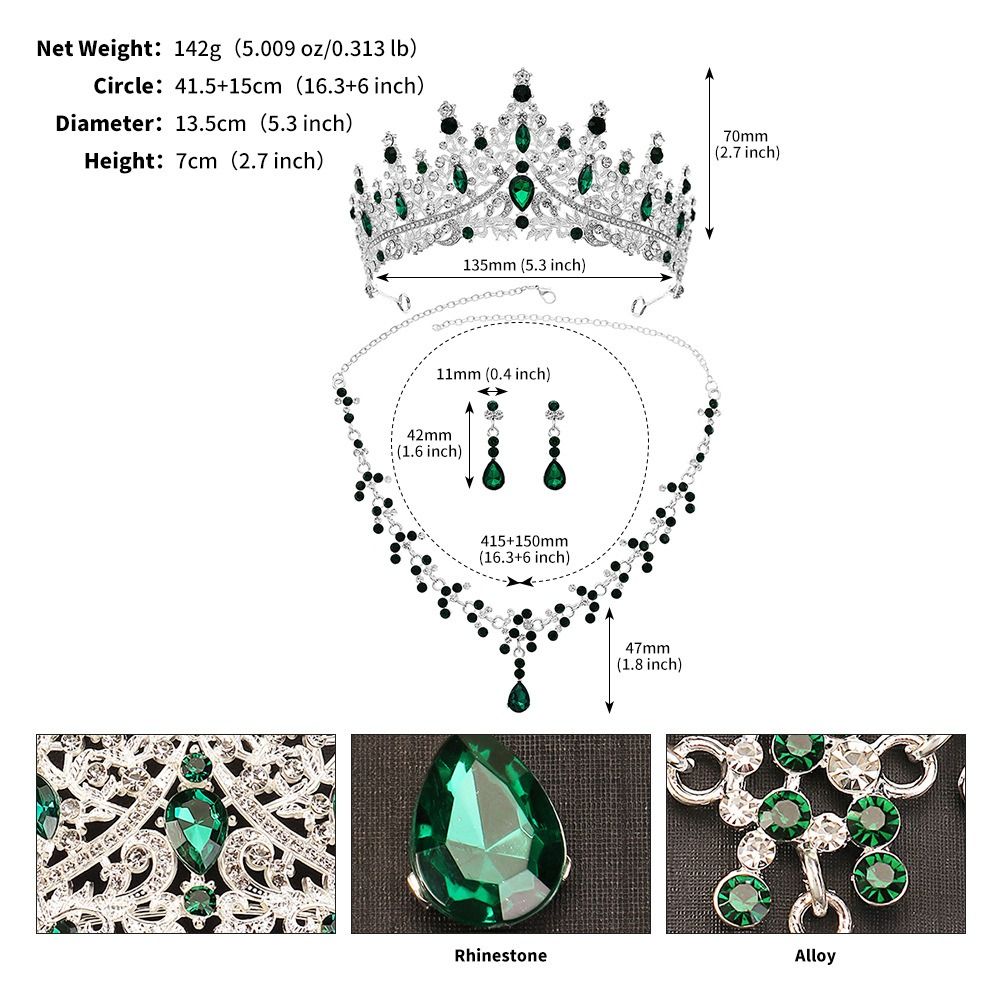 African Bridal Tiara Three-piece Luxury Fashion Commuter Premium Atmosphere Bridal set Wedding accessorized Necklace Earrings Crown