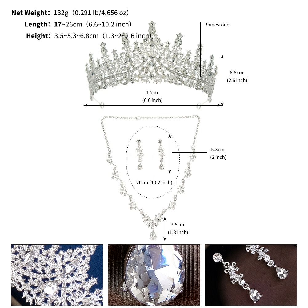 African Bridal Tiara Three-piece Luxury Fashion Commuter Premium Atmosphere Bridal set Wedding accessorized Necklace Earrings Crown