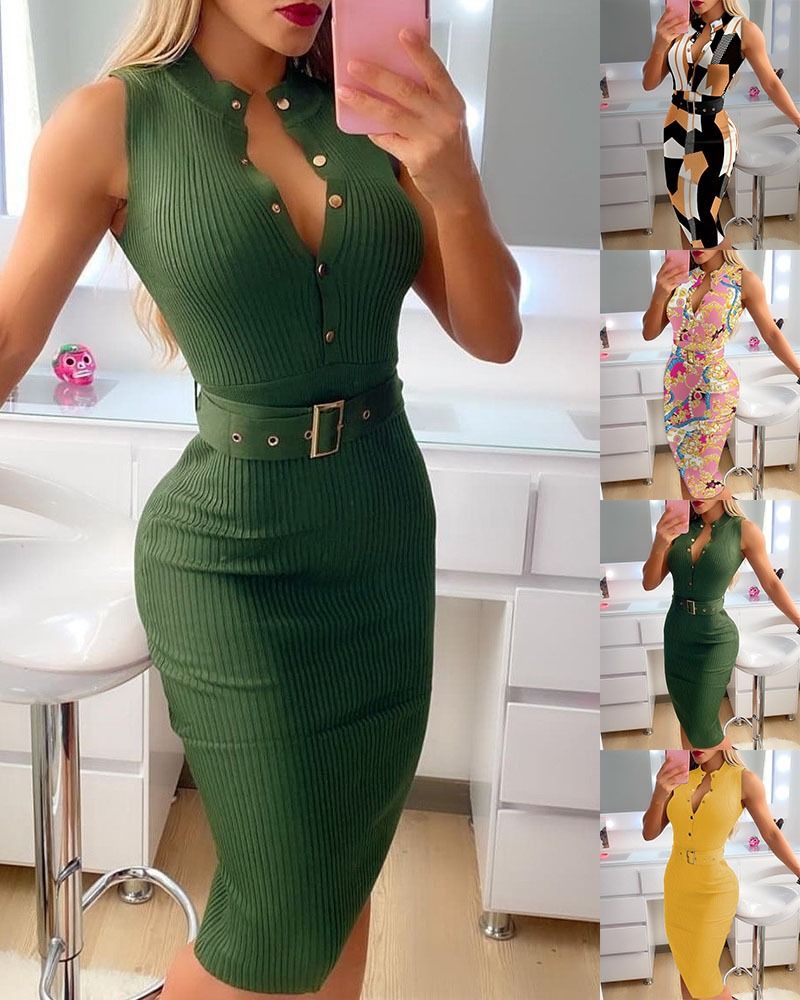 African new women's cross-border explosive sexy temperament elegant temperament commuter one-step skirt button belt dress office dress