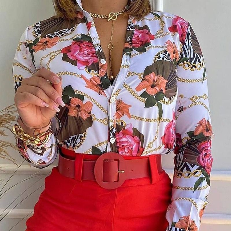 Africa's new foreign trade women's multi-color suit 2025 cross-border new product temperament elegant light mature digital printed stand collar long-sleeved shirt ladies blouse