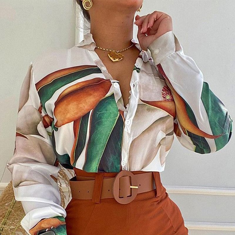 Africa's new foreign trade women's multi-color suit 2025 cross-border new product temperament elegant light mature digital printed stand collar long-sleeved shirt ladies blouse